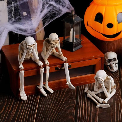 Realistic Resin See No Evil Speak No Evil Hear No Evil Skeleton Figurine Set 3