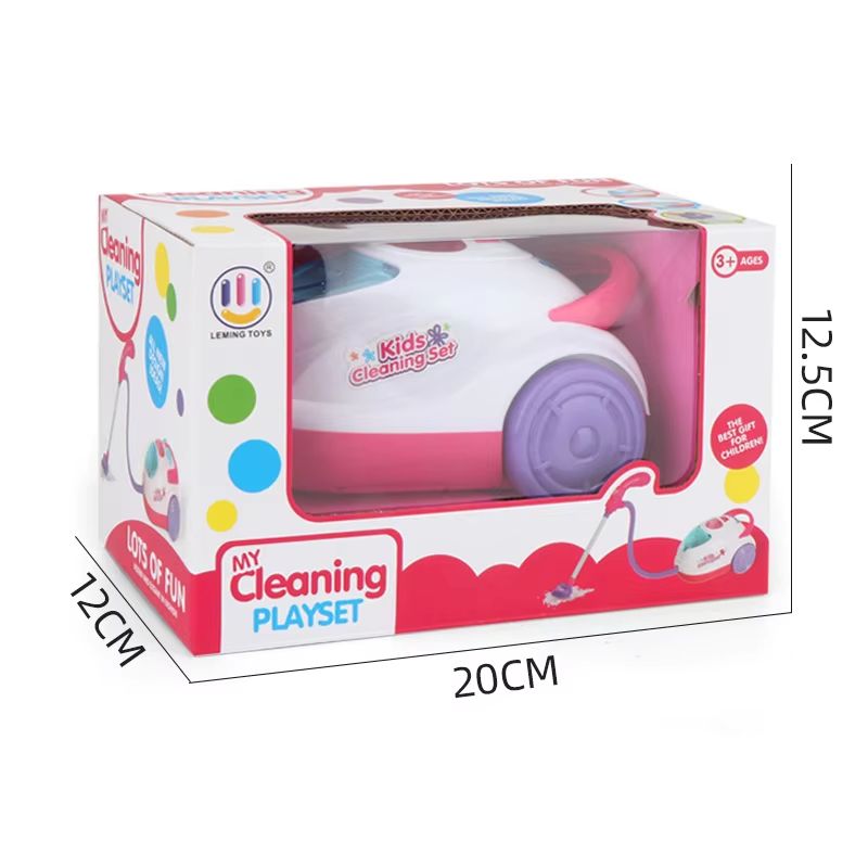 Kids Electric Pretend Vacuum Cleaner Toy With Lights And Broom Set 4