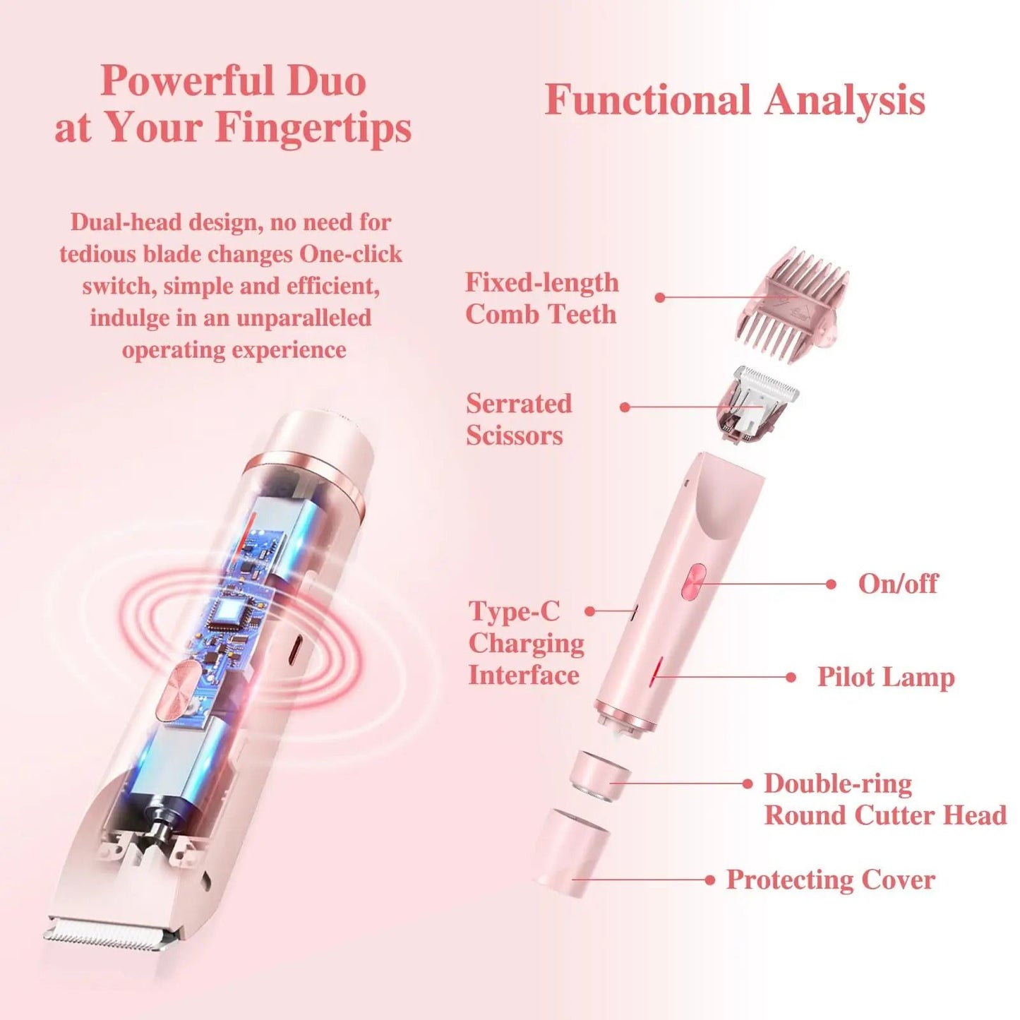 Dual Head Painless Women Electric Razor Bikini Trimmer Wet And Dry Electric Shaver 3