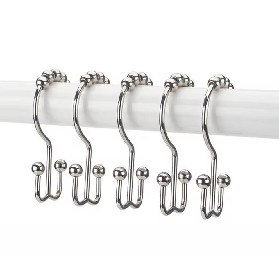 Premium DoubleSided Shower Curtain Hooks  SmoothGlide Metal Rings For Easy Bathroom Curtain Hanging 1
