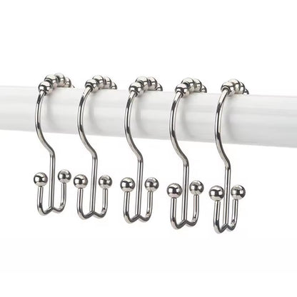 Premium DoubleSided Shower Curtain Hooks  SmoothGlide Metal Rings For Easy Bathroom Curtain Hanging 1