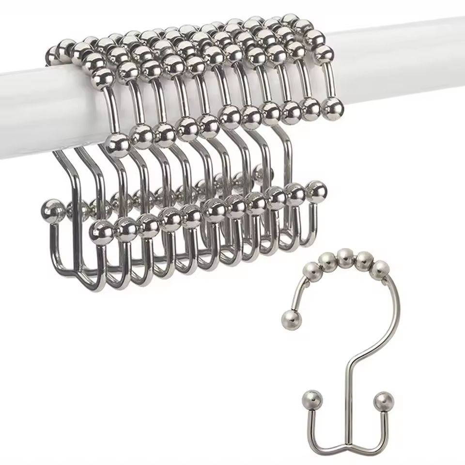 Premium DoubleSided Shower Curtain Hooks  SmoothGlide Metal Rings For Easy Bathroom Curtain Hanging 2