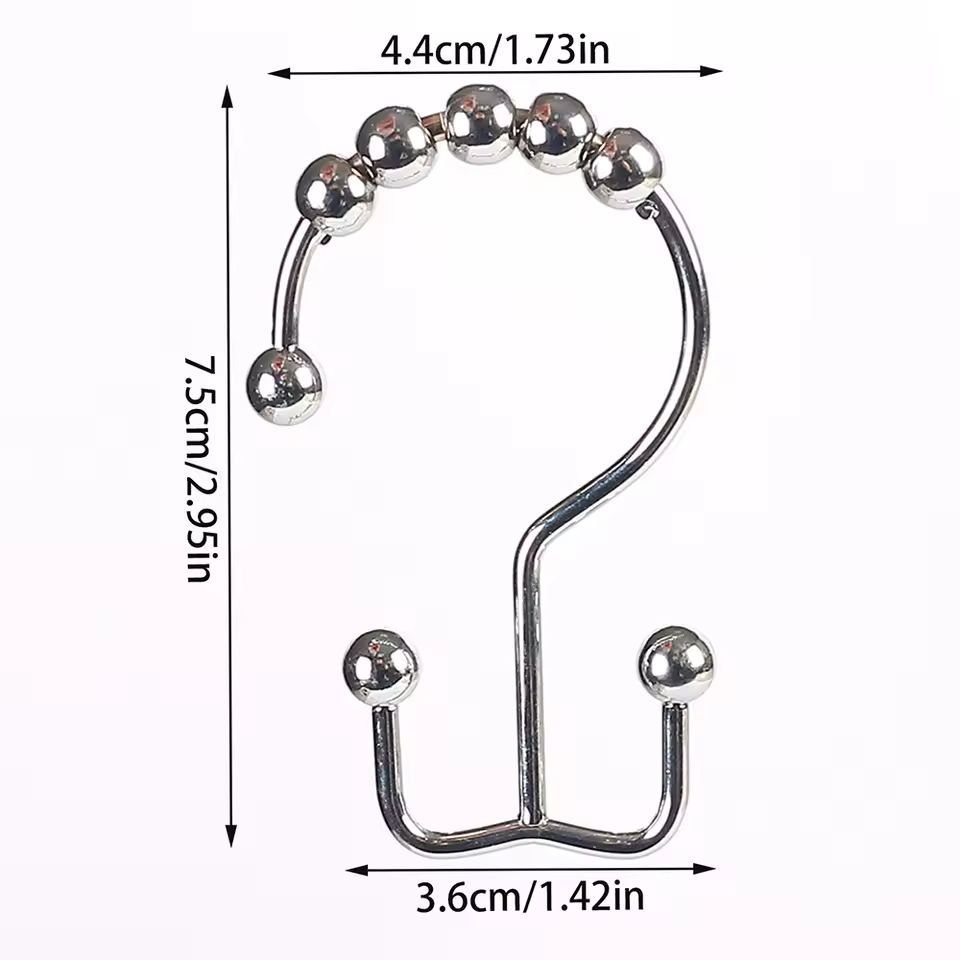 Premium DoubleSided Shower Curtain Hooks  SmoothGlide Metal Rings For Easy Bathroom Curtain Hanging 3