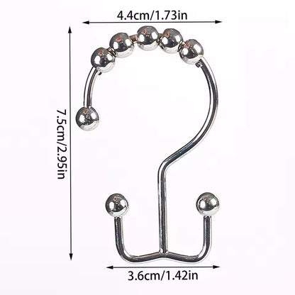 Premium DoubleSided Shower Curtain Hooks  SmoothGlide Metal Rings For Easy Bathroom Curtain Hanging 3