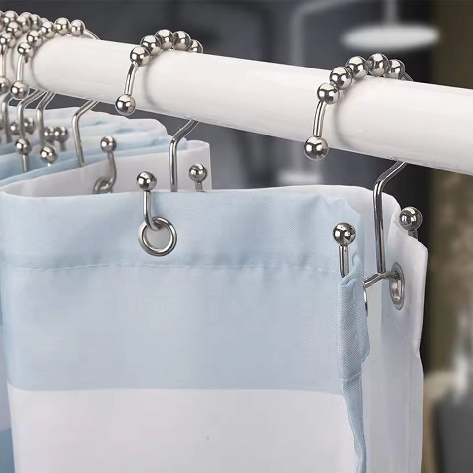Premium DoubleSided Shower Curtain Hooks  SmoothGlide Metal Rings For Easy Bathroom Curtain Hanging 4