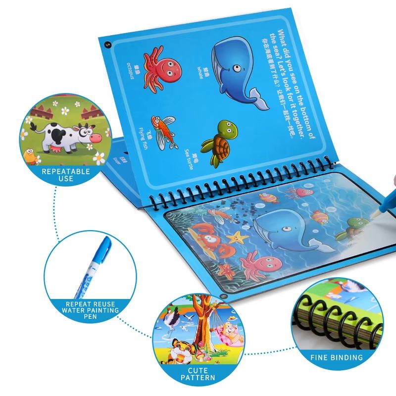 Magical Montessori Water Drawing Book  Reusable Sensory Coloring Toy For Kids 2