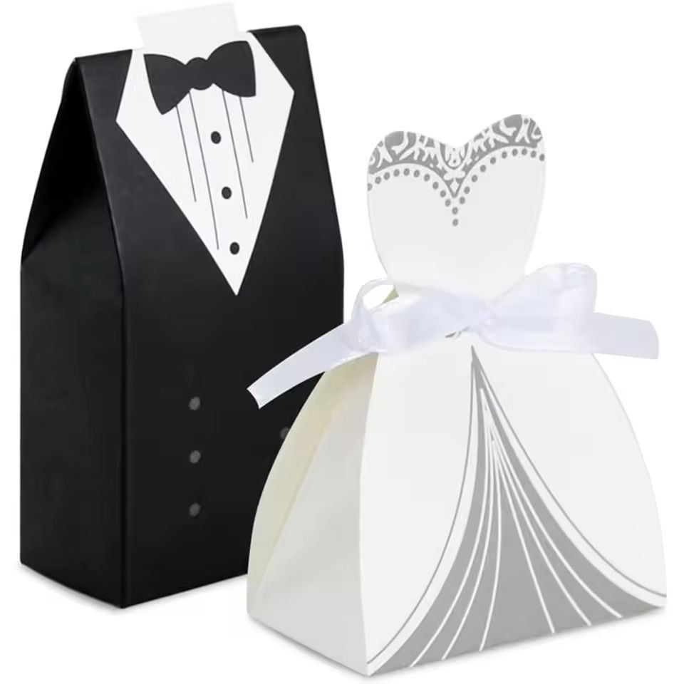 Elegant Bride  Groom Candy Boxes  50 Piece Wedding Favor Set 1