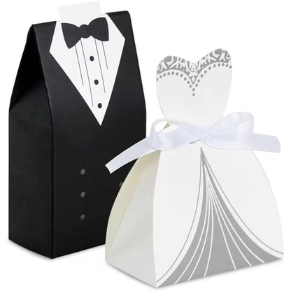 Elegant Bride  Groom Candy Boxes  50 Piece Wedding Favor Set 1