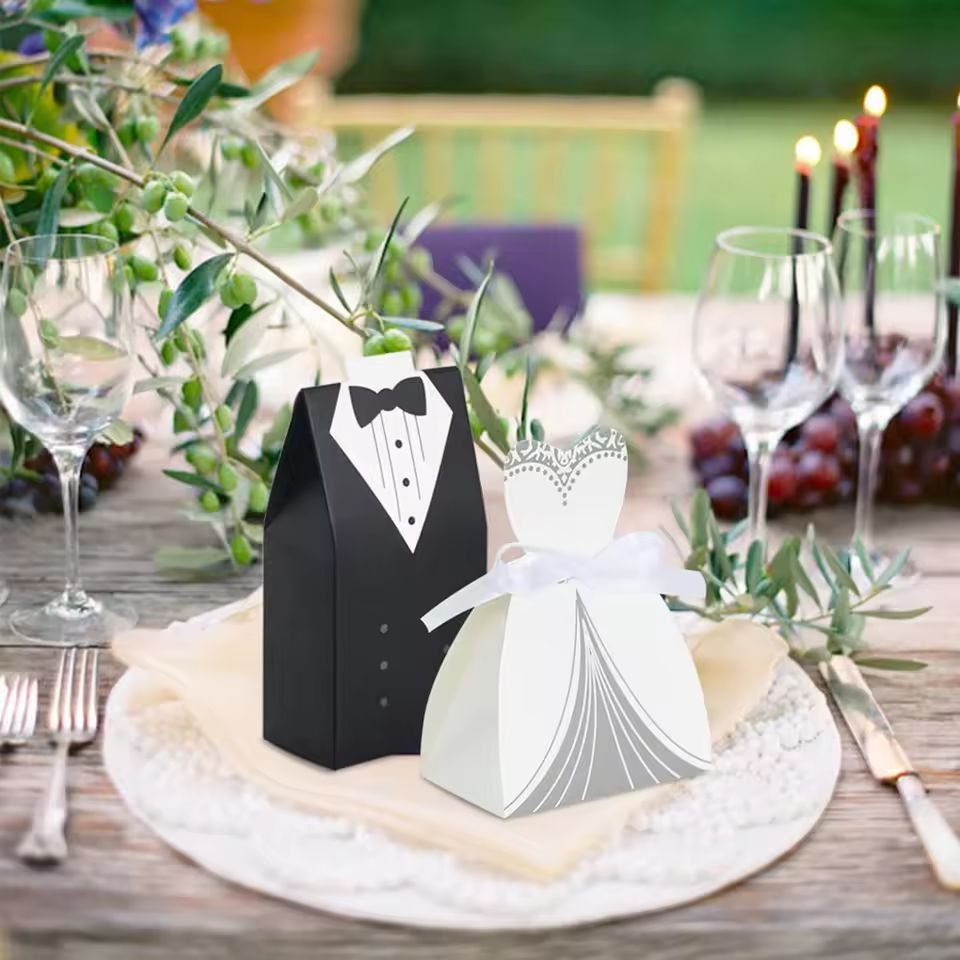 Elegant Bride  Groom Candy Boxes  50 Piece Wedding Favor Set 4