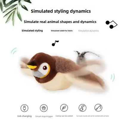 Interactive Plush Cat Toy Rechargeable Chirping Bird With Catnip For Indoor Play 2