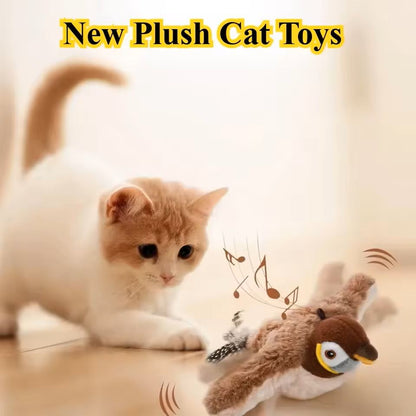 Interactive Plush Cat Toy Rechargeable Chirping Bird With Catnip For Indoor Play 3