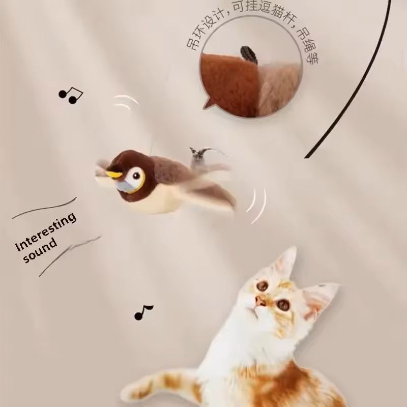 Interactive Plush Cat Toy Rechargeable Chirping Bird With Catnip For Indoor Play 4