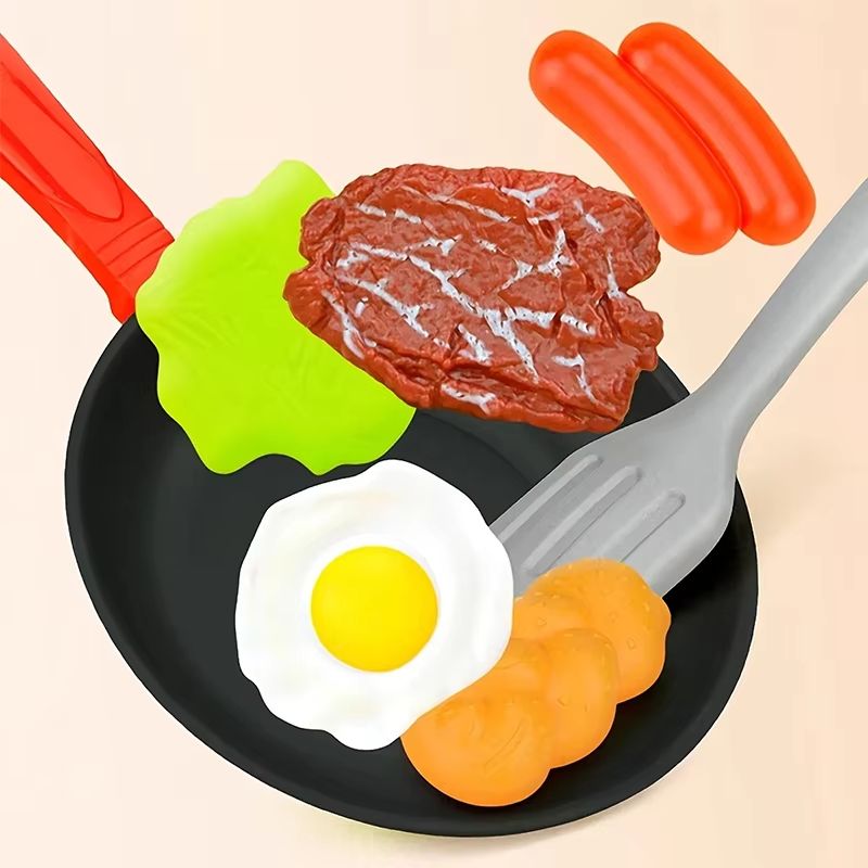 8Piece Kids Pretend Play Kitchen Food  Cookware Set With Pot Veggie Meat Bread Omelette And Hot Dog 3