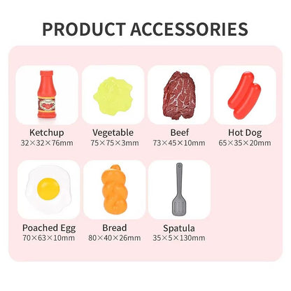 8Piece Kids Pretend Play Kitchen Food  Cookware Set With Pot Veggie Meat Bread Omelette And Hot Dog 5