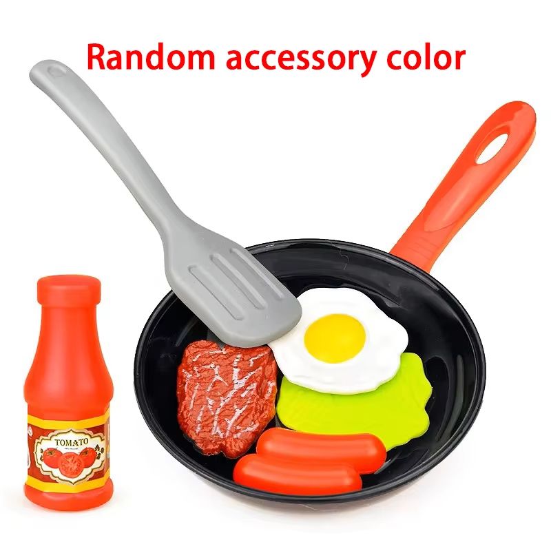 8Piece Kids Pretend Play Kitchen Food  Cookware Set With Pot Veggie Meat Bread Omelette And Hot Dog 7