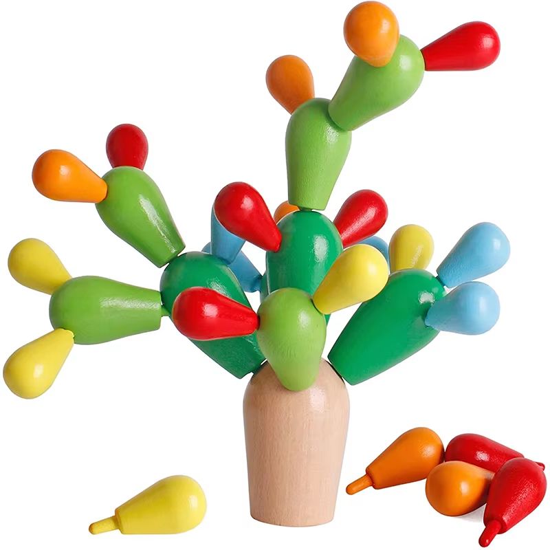 Wooden Cactus Stacking Montessori Building Block Toy For Kids