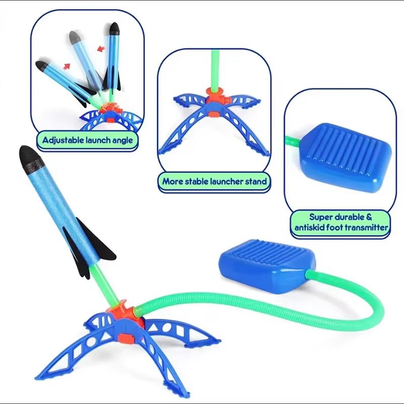 Kids Air Rocket Foot Pump Launcher Outdoor Stomp Rocket Play Set 1