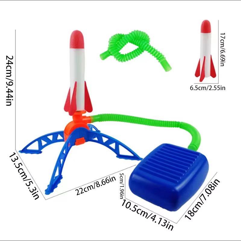 Kids Air Rocket Foot Pump Launcher Outdoor Stomp Rocket Play Set 3