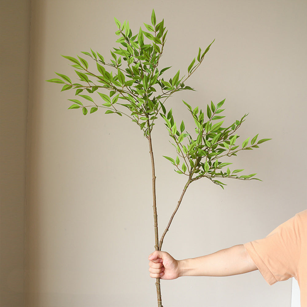 Green Tall Plants Fake, Artificial Plants Nandina Tree, Faux Branches Leaves Plants for Home Garden Office Decor