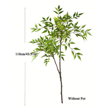 Green Tall Plants Fake, Artificial Plants Nandina Tree, Faux Branches Leaves Plants for Home Garden Office Decor