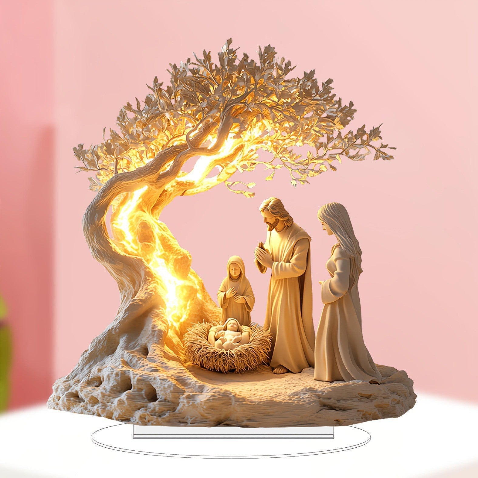 Jesus and the Tree of Life Newborn Home Decor, Desktop Decoration Acrylic Ornament, Children's Gift Holiday Gift