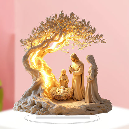 Jesus and the Tree of Life Newborn Home Decor, Desktop Decoration Acrylic Ornament, Children's Gift Holiday Gift