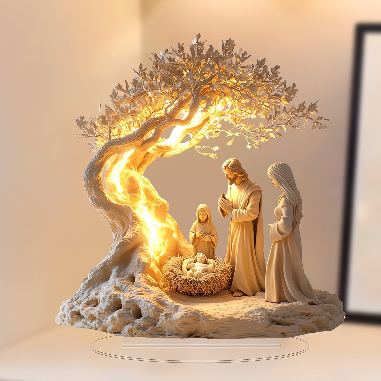 Jesus And The Tree Of Life Newborn Home Decor Desktop Decoration Acrylic Ornament Childrens Gift Ho