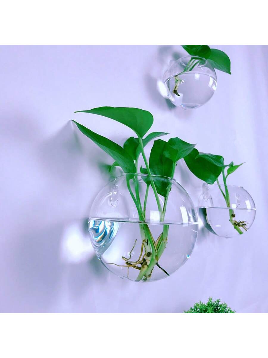 Handmade Round Crystal Vase Wall Hanging Glass Terrarium Self Watering Hydroponic Planter Home Offi 3