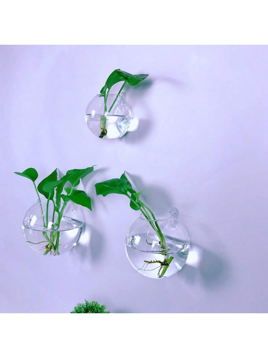 Handmade Round Crystal Vase Wall Hanging Glass Terrarium Self Watering Hydroponic Planter Home Offi 4