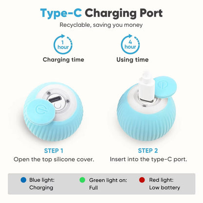 USB Rechargeable Smart Rolling Cat Ball  Automatic Interactive Toy For Indoor Cats 2