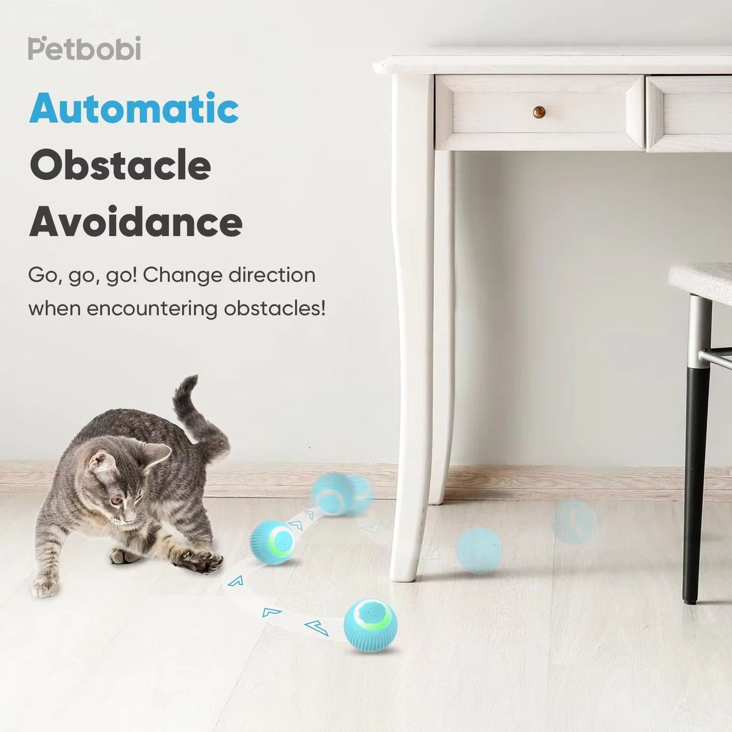 USB Rechargeable Smart Rolling Cat Ball  Automatic Interactive Toy For Indoor Cats 3