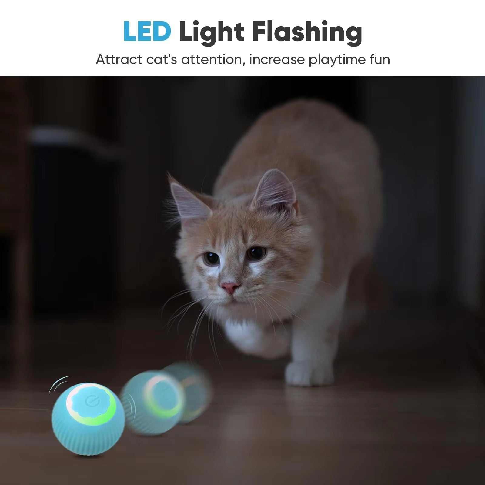 USB Rechargeable Smart Rolling Cat Ball  Automatic Interactive Toy For Indoor Cats 5