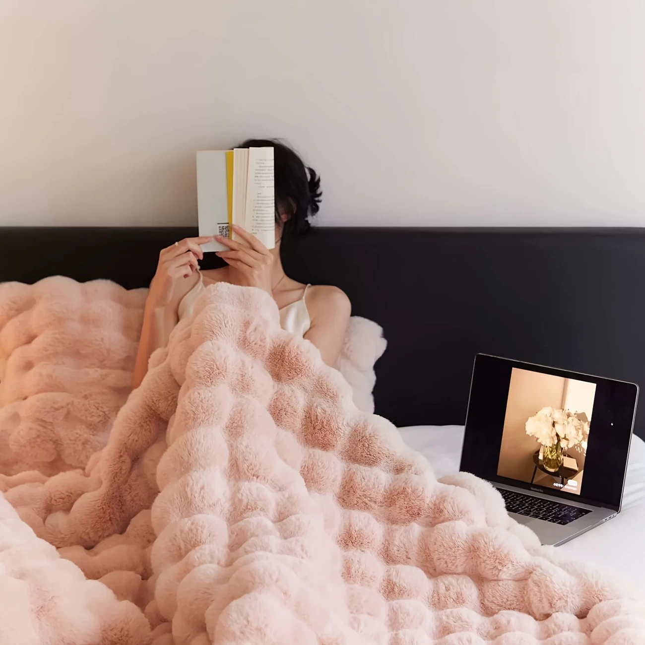 Soft Cozy Faux Rabbit Fleece Blanket Warm Throw For Bedroom Living Room Guest Room Student Dorm 7