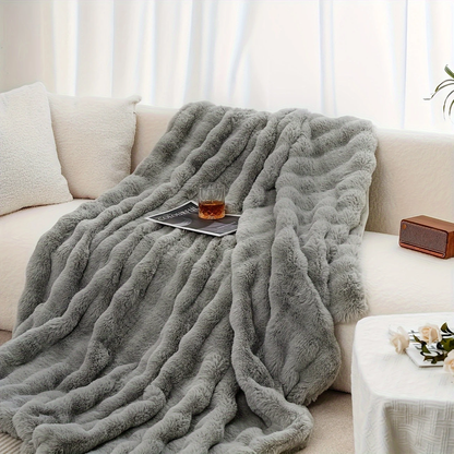 Soft Cozy Faux Rabbit Fleece Blanket Warm Throw For Bedroom Living Room Guest Room Student Dorm 9