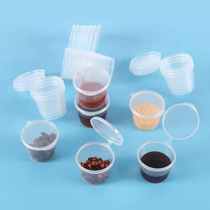 Clear Disposable Sauce Cups with Lids - 25 ml Portion / Souffle Dipping Cups (20-Pack)