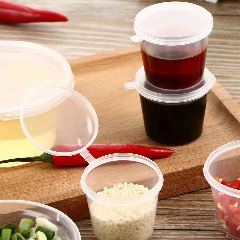 Clear Disposable Sauce Cups With Lids  25 Ml Portion  Souffle Dipping Cups 20Pack 2