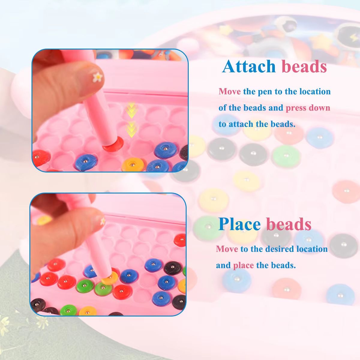 Magnetic Doodle Board With Pen And Beads  Educational Drawing Toy For Kids Ages 38 4