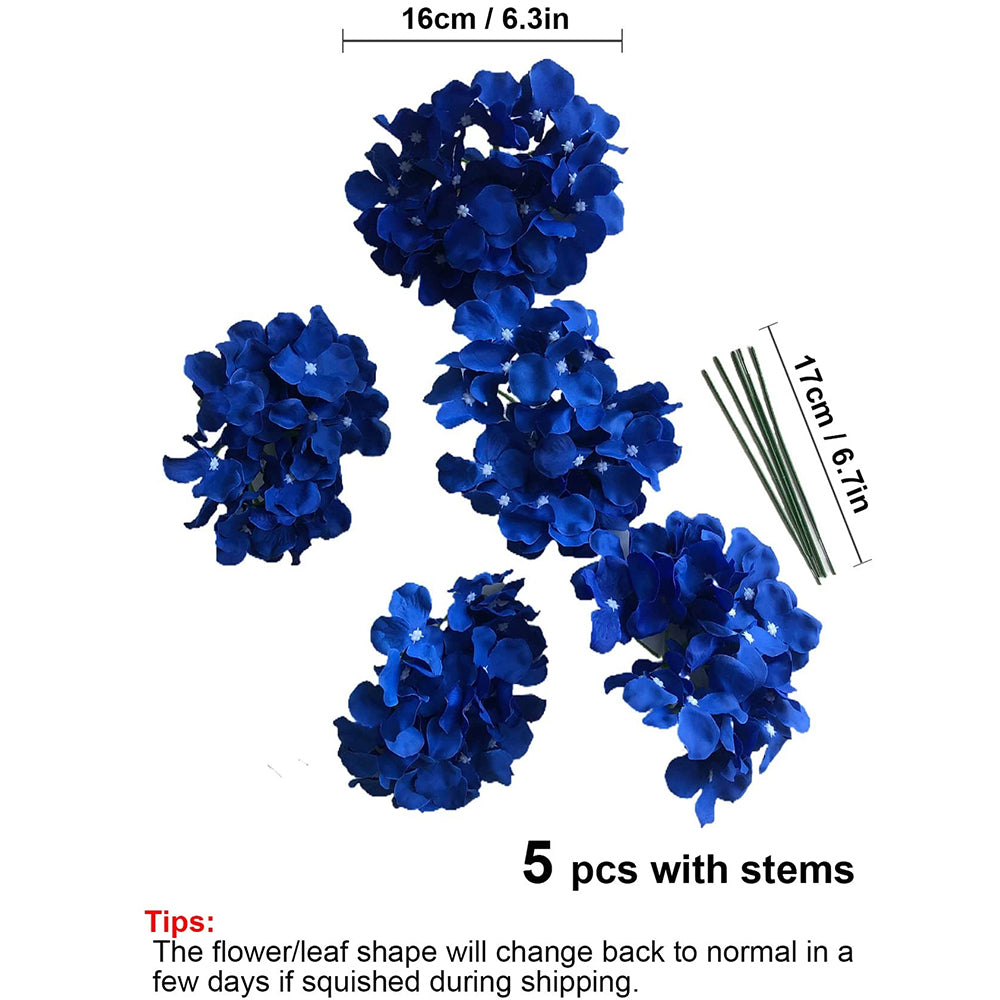 Blue Faux Hydrangea Bouque Artificial Hydrangea With Stem Flower For Wedding Party Home Decoration  5