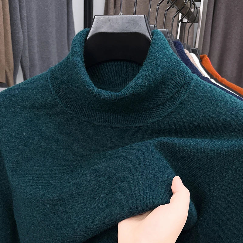 Autumn Mens High Quality Knitted Turtleneck Sweater Slim Fit Long Sleeve Anti Pilling Pullover Tren 3