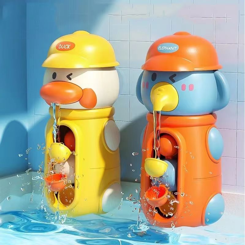 Suction-Cup Bath Toy Set with Duck/Frog/Pig Spinner for Toddlers & Kids