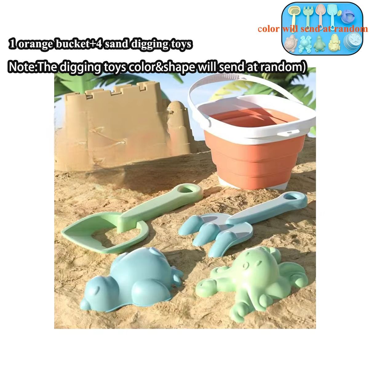 Folding Beach Sand  Water Play Set With Bucket  Outdoor Summer Toy For Kids 9