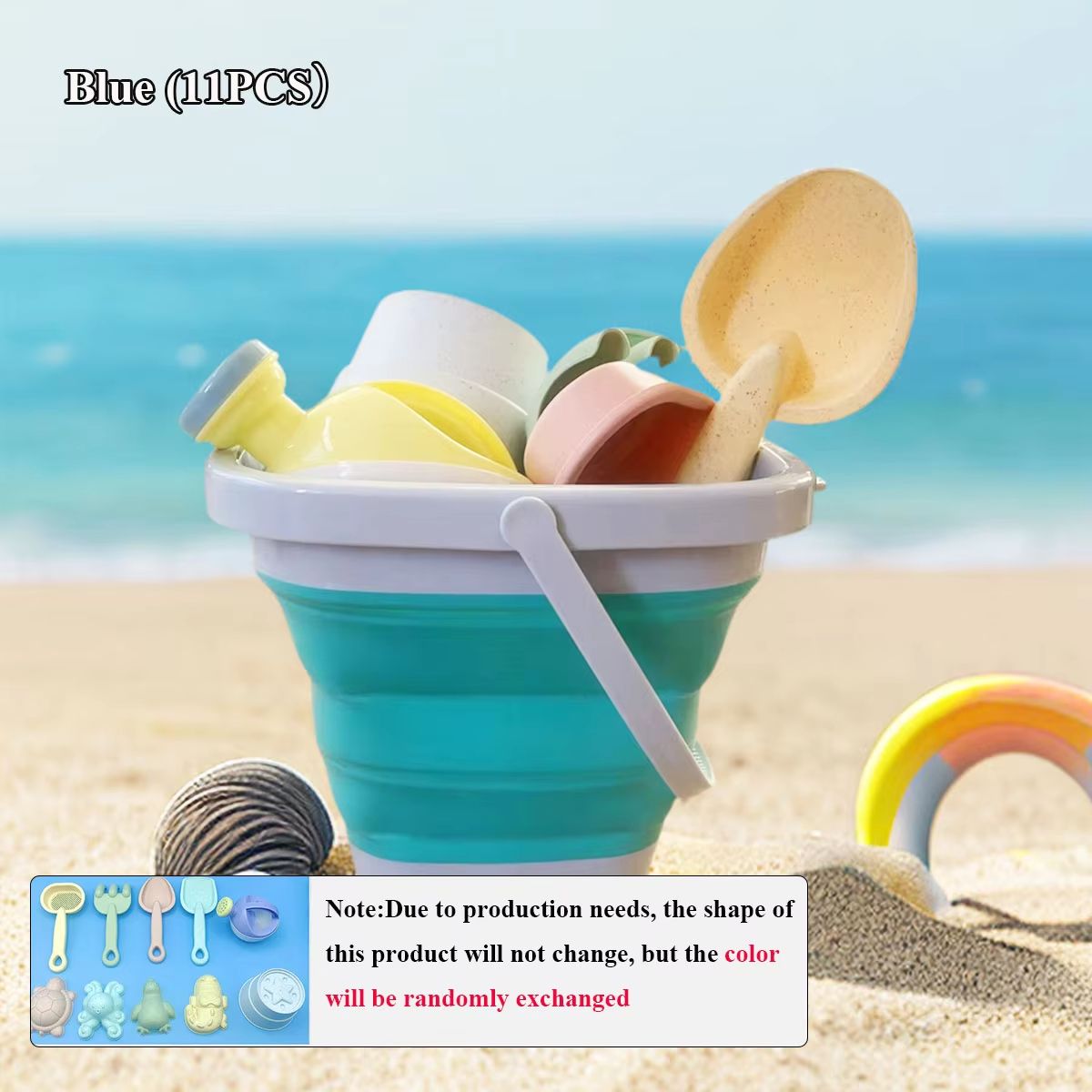 Folding Beach Sand  Water Play Set With Bucket  Outdoor Summer Toy For Kids 10