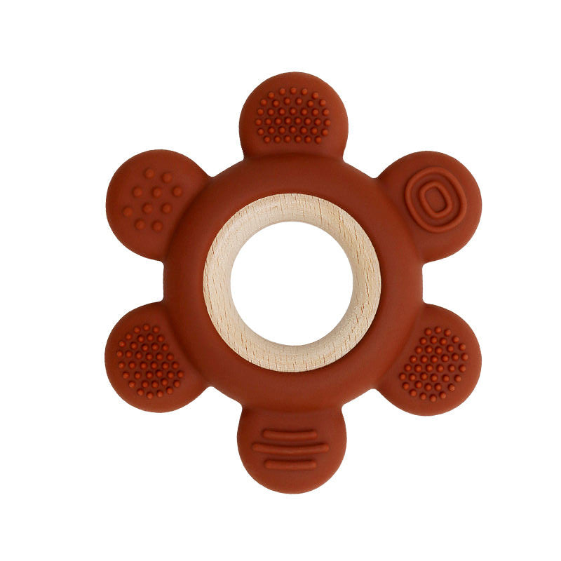 Silicone Teether With Wooden Ring Baby Fruit Teething Toys BPA Free Infant Chewing Toy For Boys Gir 8