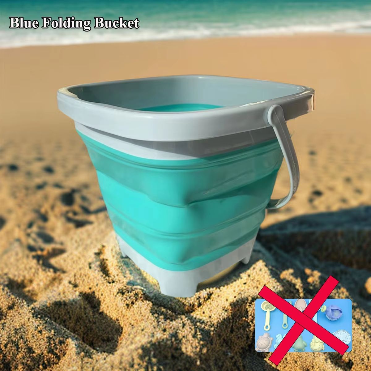 Folding Beach Sand  Water Play Set With Bucket  Outdoor Summer Toy For Kids 7