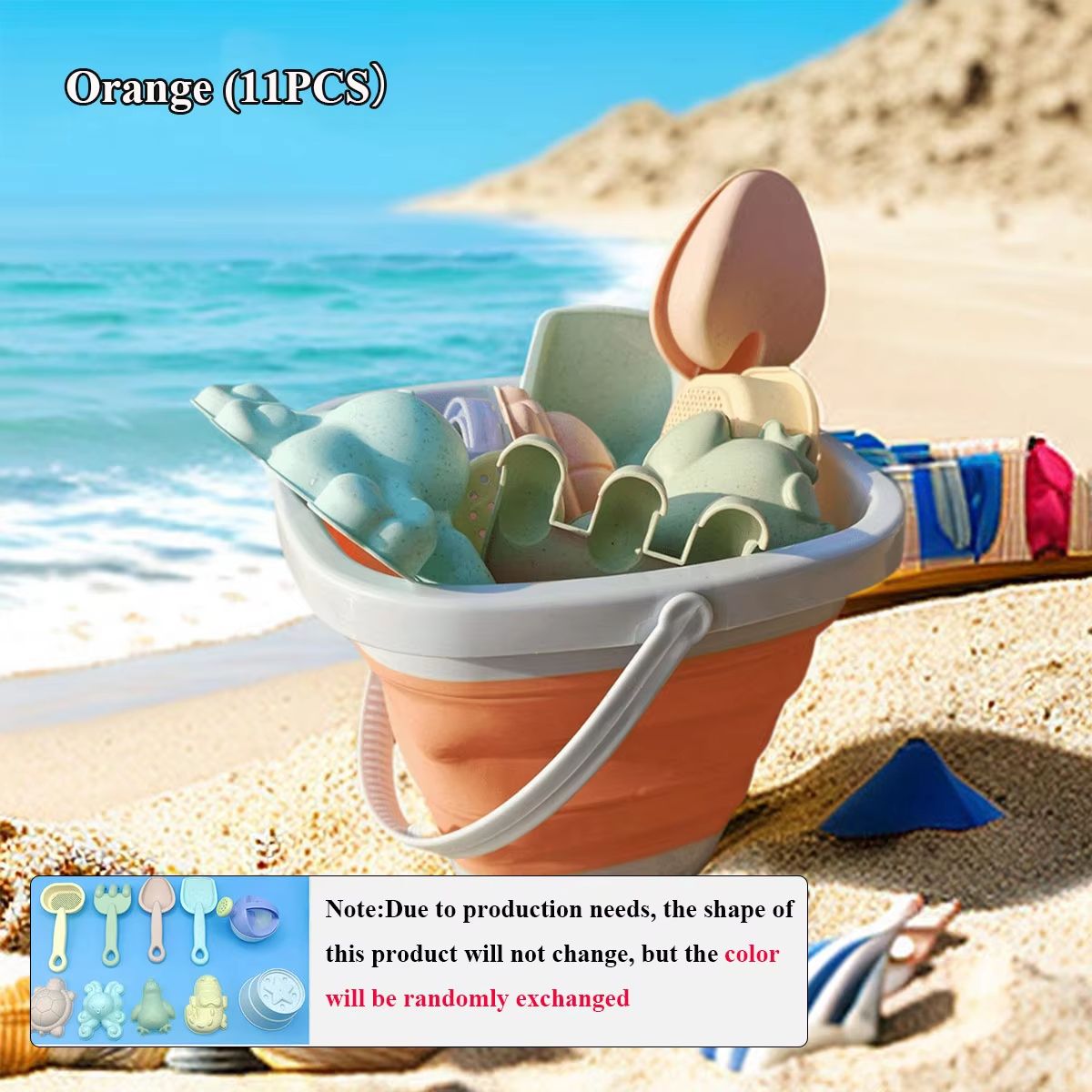 Folding Beach Sand  Water Play Set With Bucket  Outdoor Summer Toy For Kids 8