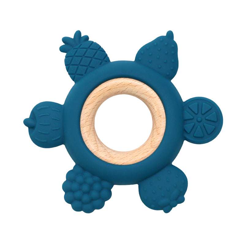 Silicone Teether With Wooden Ring Baby Fruit Teething Toys BPA Free Infant Chewing Toy For Boys Gir 15
