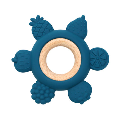 Silicone Teether With Wooden Ring Baby Fruit Teething Toys BPA Free Infant Chewing Toy For Boys Gir 15