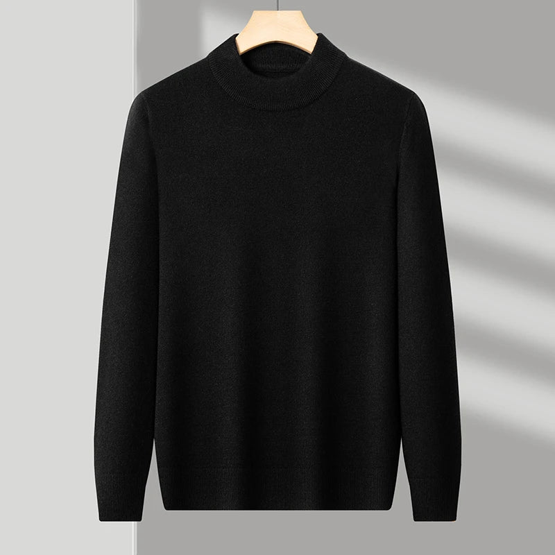 Half Turtleneck, Knitwear Sweater, Mock Neck Sweatshirts, Solid Color Pullovers, Brand Casual Men's Clothing Winter