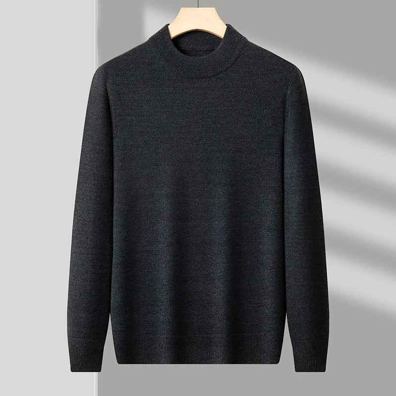 Half Turtleneck Knitwear Sweater Mock Neck Sweatshirts Solid Color Pullovers Brand Casual Mens Clot 2