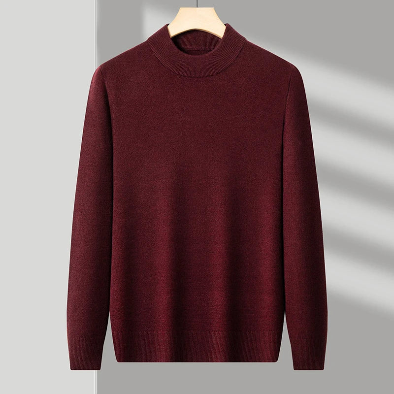 Half Turtleneck Knitwear Sweater Mock Neck Sweatshirts Solid Color Pullovers Brand Casual Mens Clot 4